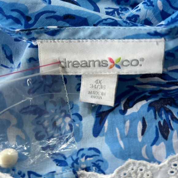 New!2-Piece Blue floral lace ribbon button pocket two piece gowns set size 4X - Picture 9 of 10